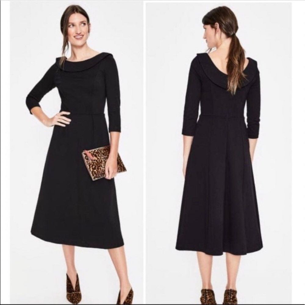 Boden midi- black  a line dress - 3/4 length sleeve